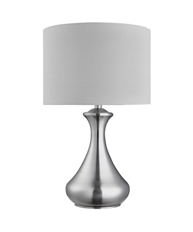 Searchlight Touch Lamp - Satin Silver - White Fabric Shade
