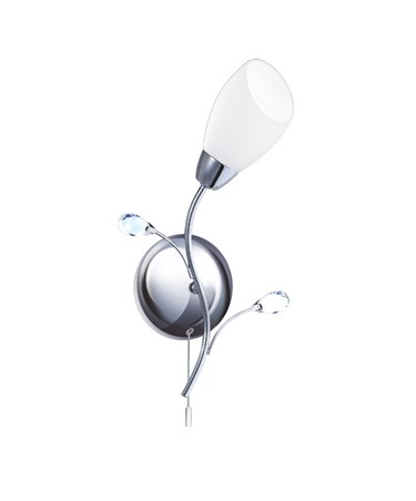 Searchlight Gardenia Flower Wall Light - Chrome - White Glass - Switched