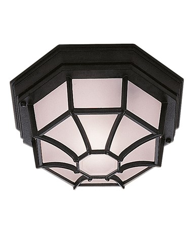 Searchlight Outdoor & Porch Black Flush Light With White Sanded Glass