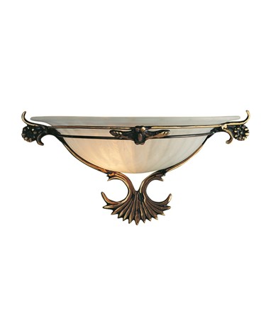 Searchlight Antique Brass & Marble Glass Decorative Wall Light Uplighter