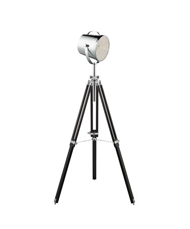 Searchlight Adjustable Stage Light Floor Lamp -  Chrome Shade - Black Tripod