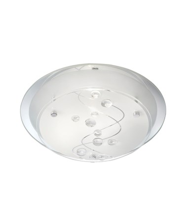 Searchlight Flush Ceiling Light - Round - Mirrored Glass - Leaf Design - 25Cm