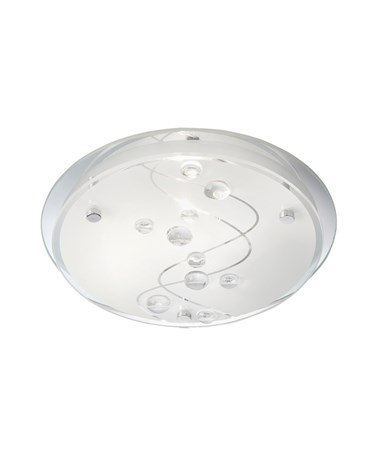 Searchlight Flush Ceiling Light - Round - Mirrored Glass - Leaf Design - 32Cm