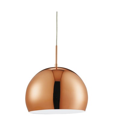 Searchlight Domas Dome Pendant Light - Shiny Copper - 300Mm - Adjustable Drop