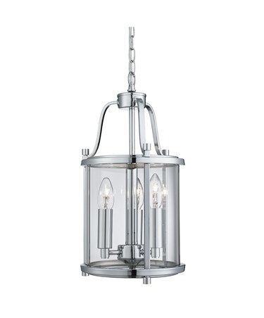 Searchlight Victorian Lantern 3 Light Fitting - Chrome - Clear Glass Panels