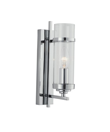 Searchlight Milo Single Candle Wall Light - Glass Cylinder Shade - Chrome