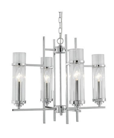 Searchlight Milo Ceiling Candle 4 Light - Glass Cylinder Shade - Chrome