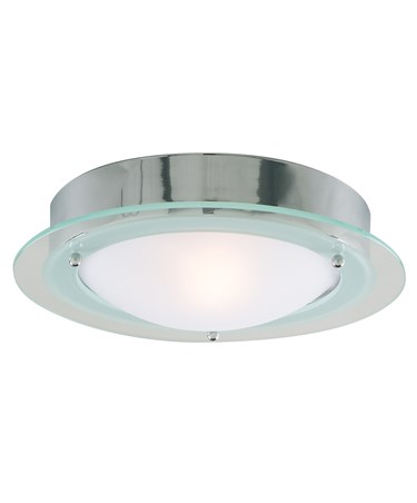 Searchlight Bathroom Flush Light - Chrome - Opal Glass