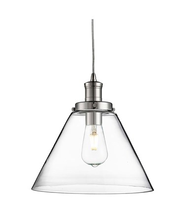 Searchlight Pyramid Domed Glass Pendant Ceiling Light - Chrome