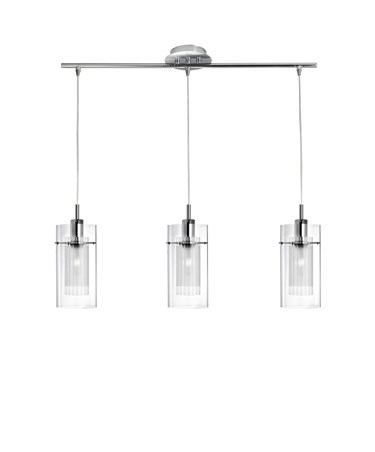 Searchlight Duo I - 3 Light Bar Pendant - Chrome - Double Glass