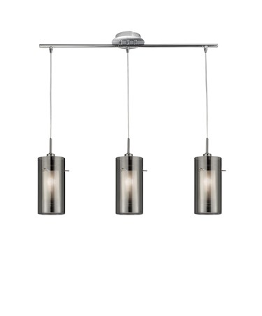 Searchlight Duo 2 - 3 Light Ceiling Pendant With Smokey/Frosted Glass Shades