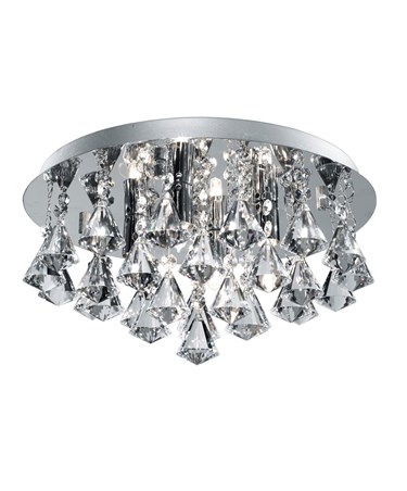 Searchlight Hanna Pyramid Drop 4 Light Fitting - Chrome - Diamond Shape Crystals