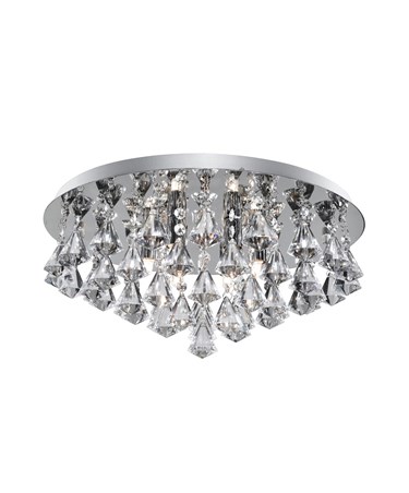 Searchlight Hanna Pyramid Drop 8 Light Fitting - Chrome - Diamond Shape Crystals