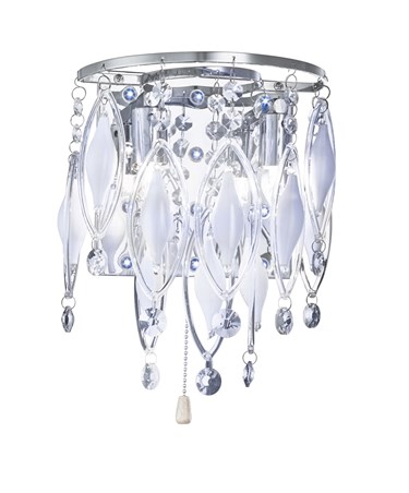 Searchlight Spindle - Led Double Wall Light - Chrome - Clear/White Glass