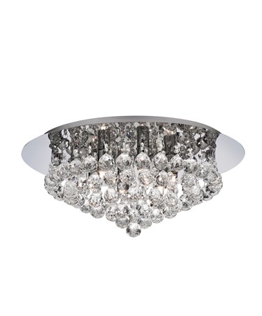 Searchlight Hanna Pyramid Drop Round 6 Light Fitting - Chrome - Round Crystals