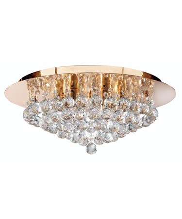 Searchlight Hanna Pyramid Drop Round 6 Light Fitting - Gold - Round Crystals