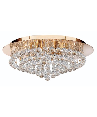 Searchlight Hanna 8  Light Round Semi-Flush Fitting - Gold - Crystal Balls