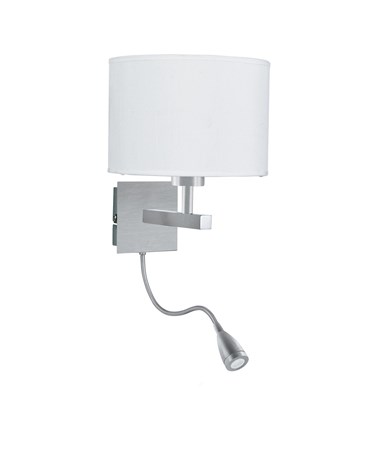 Searchlight Dual Arm Wall Light - Led Flexi Arm - Satin Silver - White Shade