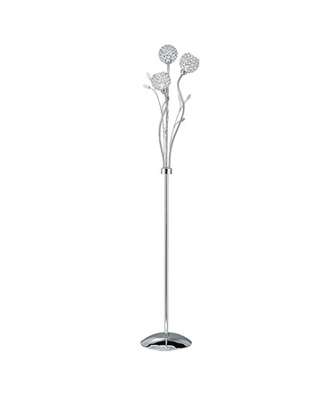 Searchlight Bellis II 3 Light Floor Lamp - Chrome - Glass Deco Shades