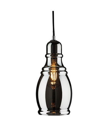 Searchlight Olosson Single Pendant Light - Smokey Glass Shade