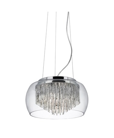 Searchlight Curva 4 Light Pendant - Clear Glass - Aluminium Spiral Tubes