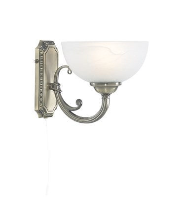 Searchlight Windsor Wall Light - Antique Brass - Marble Glass