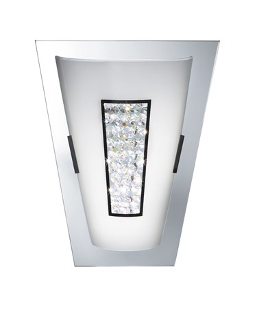 Searchlight LED Wall Light - Chrome - Mirror Edge - White Glass & Crystal Inner