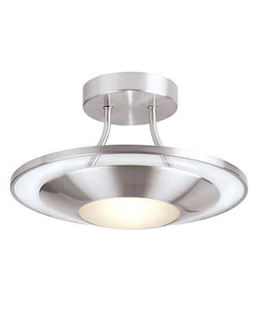 Endon Firenz Flush Ceiling Light - Satin Chrome & Glass Endon Firenz Flush Ceiling Light - Satin Chrome & Glass
