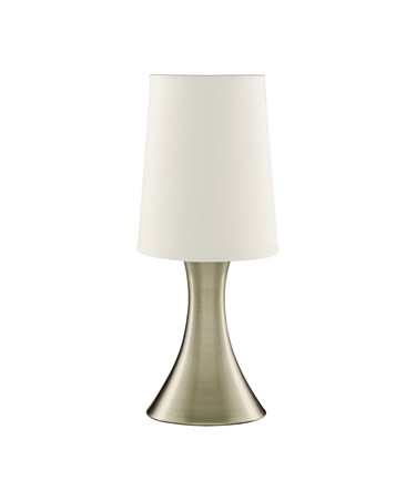 Searchlight Touch Table Lamp - Antique Brass Base - White Tapered Shade