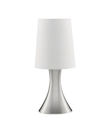 Searchlight Touch Table Lamp - Satin Silver Base - White Tapered Shade