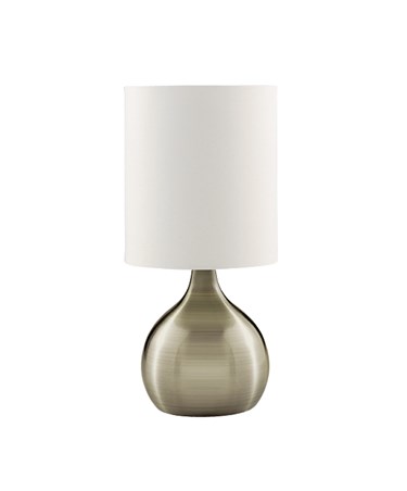 Searchlight Touch Table Lamp - Antique Brass Base - White Drum Shade