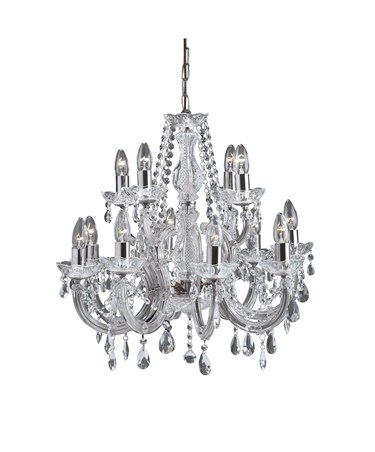 Searchlight Marie Therese 12 Light Chandelier - Crystal - Chrome