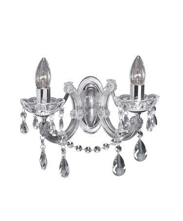 Searchlight Marie Therese  Double Wall Light - Crystal - Chrome