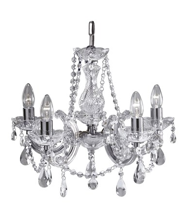 Searchlight Marie Therese 5 Light Chandelier - Crystal - Chrome