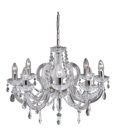 Searchlight Marie Therese 8 Light Chandelier - Crystal - Chrome