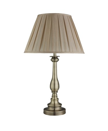 Searchlight Traditional Antique Brass Table Lamp - Mink Pleated Shade