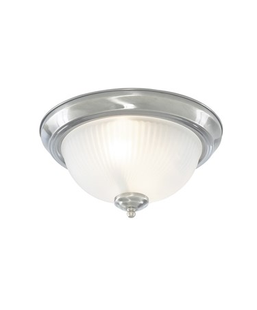 Searchlight Flush American Diner Light Fitting - Satin Silver - Glass - IP44