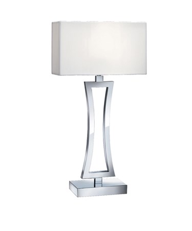 Searchlight Curved Rectangle Table Lamp - Chrome - White Shade