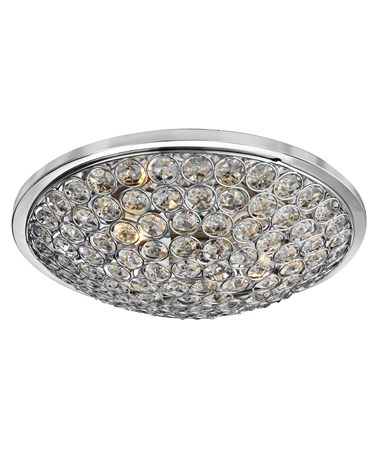 Searchlight Orion 3 Light Flush Fitting - Chrome - Clear Crystal Glass Buttons