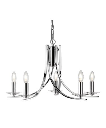 Searchlight Ascona - 5 Light Ceiling Pendant - Chrome - Glass Sconces