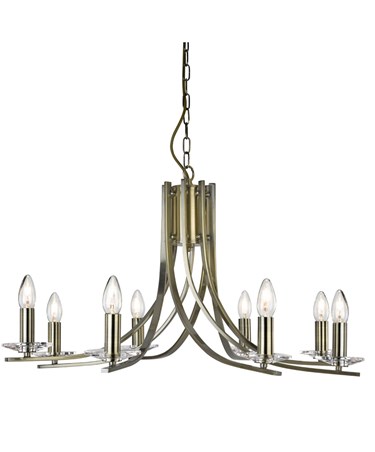 Searchlight Ascona - 8 Light Ceiling Pendant - Antique Brass - Glass Sconces