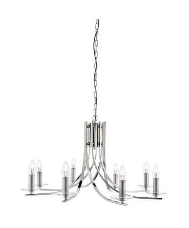 Searchlight Ascona - 8 Light Ceiling Pendant - Satin Silver - Glass Sconces