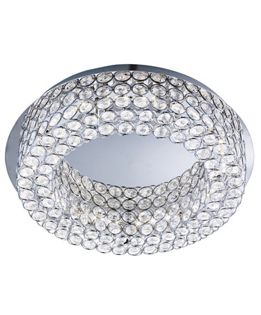 Searchlight Vesta Flush Ceiling Light - Led - Chrome - Clear Crystal Buttons