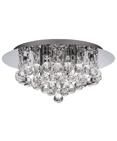 Searchlight Hanna Semi Flush Ceiling Light - Chrome - Clear Crystal Balls - Ip44