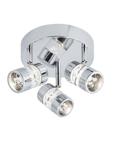 Searchlight Bubbles Effect Led - 3 Light Spot Ceiling - Chrome & Acrylic Shade