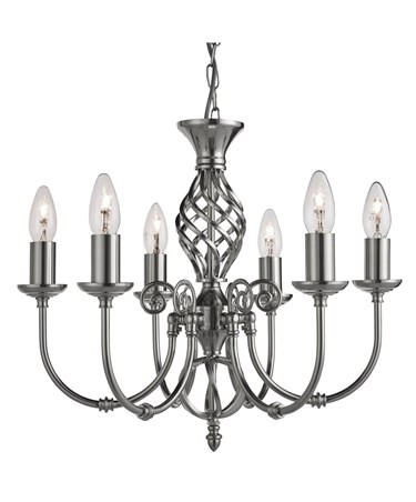 Searchlight Zanzibar Ceiling 6 Light - Satin Silver