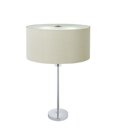 Searchlight Drum Pleat Table Lamp - Cream Pleated Shade - Chrome Base