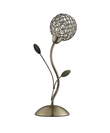 Searchlight Bellis Ii Table Lamp - Brass - Clear Deco Glass Shade