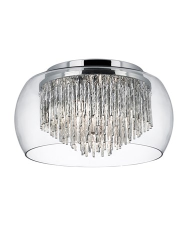 Searchlight Curva 4 Light Ceiling Fitting - Clear Glass - Aluminium Spiral Tubes