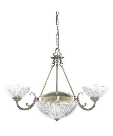Searchlight Windsor Ii Ceiling 5 Light - Antique Brass - Marble Glass